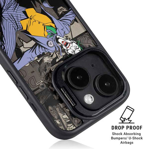 DC Comics The Joker Vintage Action pose pattern iPhone 15 Kickstand Case