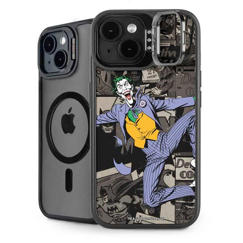 DC Comics The Joker Vintage Action pose pattern iPhone 15 Plus Kickstand Case