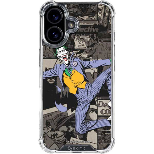 DC Comics The Joker Vintage Action pose pattern iPhone 16 Clear Case