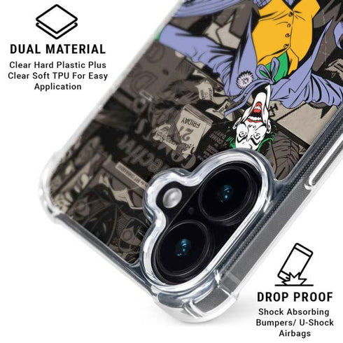 DC Comics The Joker Vintage Action pose pattern iPhone 16 Clear Case