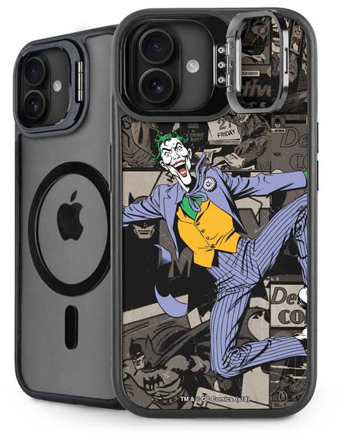 DC Comics The Joker Vintage Action pose pattern iPhone 16 Plus Kickstand Case
