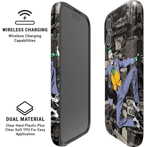 DC Comics The Joker Vintage Action pose pattern iPhone 16 Plus Magsafe Impact Case
