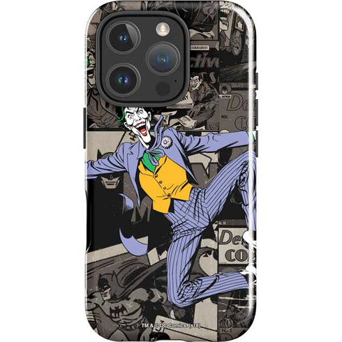 DC Comics The Joker Vintage Action pose pattern iPhone 16 Pro Impact Case