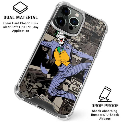 DC Comics The Joker Vintage Action pose pattern iPhone 16 Pro Max Clear Case