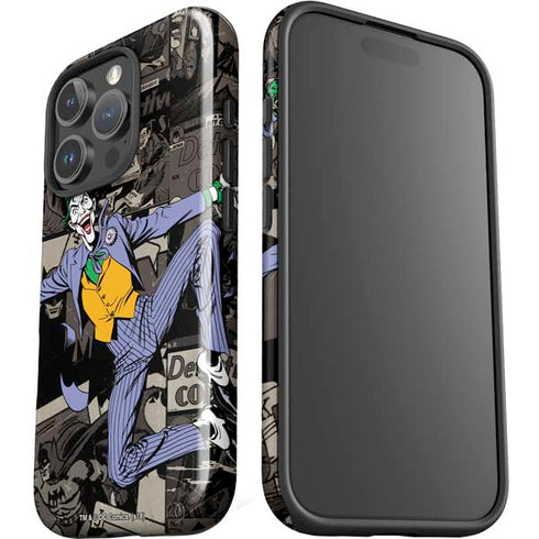 DC Comics The Joker Vintage Action pose pattern iPhone 16 Pro Max Impact Case
