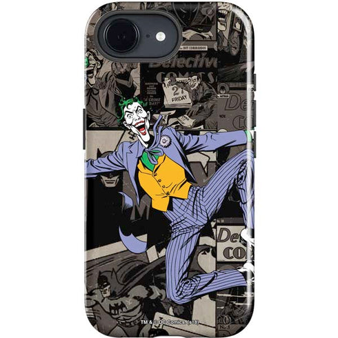 DC Comics The Joker Vintage Action pose pattern iPhone 16e Impact Case