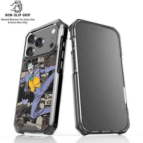 DC Comics The Joker Vintage Action pose pattern iPhone 18 Pro Clear Case