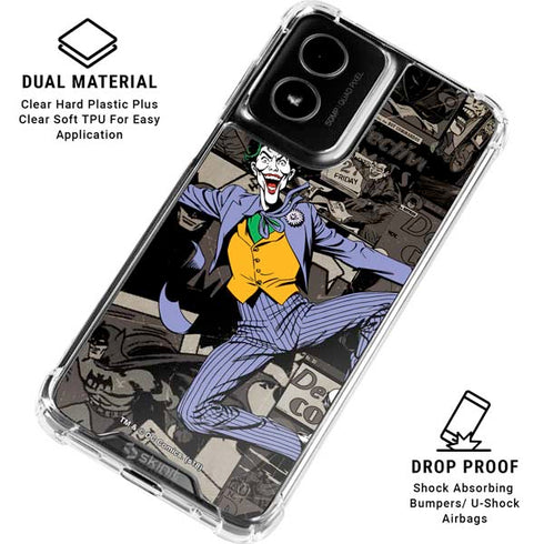 DC Comics The Joker Vintage Action pose pattern Moto G Power 5G (2024) Clear Case