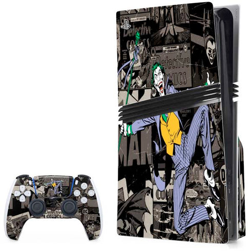 DC Comics The Joker Vintage Action pose pattern PS5 Pro Disk Bundle Skin