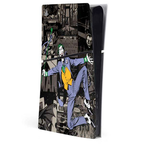 DC Comics The Joker Vintage Action pose pattern PS5 Slim Digital Edition Console Skin