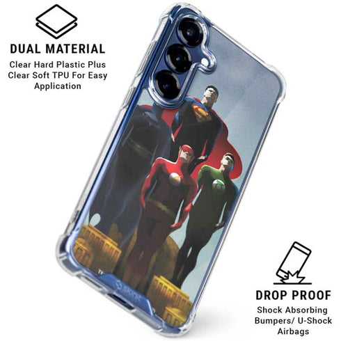Justice League Standing Pose Team Galaxy S25 Clear Case