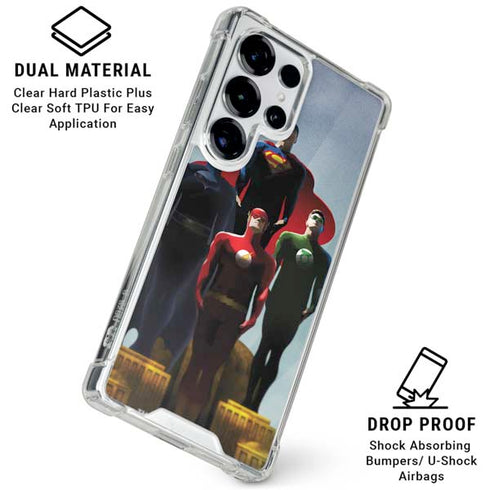 Justice League Standing Pose Team Galaxy S25 Ultra Clear Case