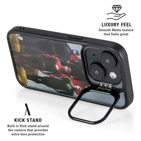 Justice League Standing Pose Team iPhone 15 Plus Kickstand Case
