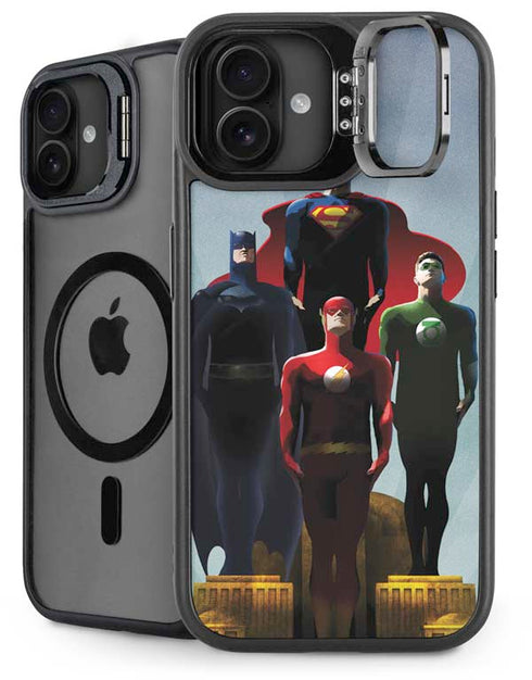 Justice League Standing Pose Team iPhone 16 Plus Kickstand Case