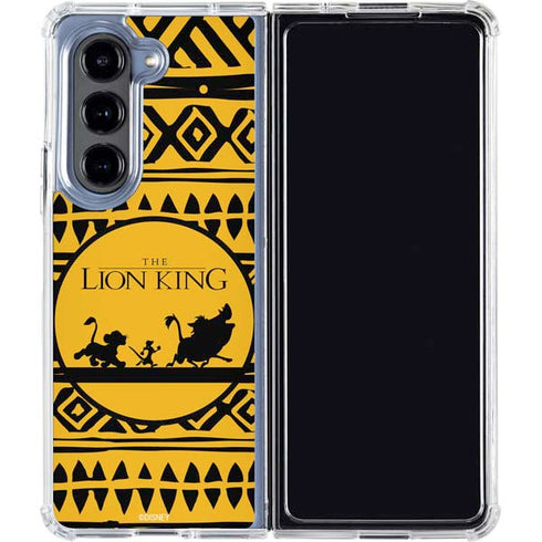 Disney The Lion King Simba Timon and Pumba Tribal Print Galaxy Z Fold5 5G Clear Case
