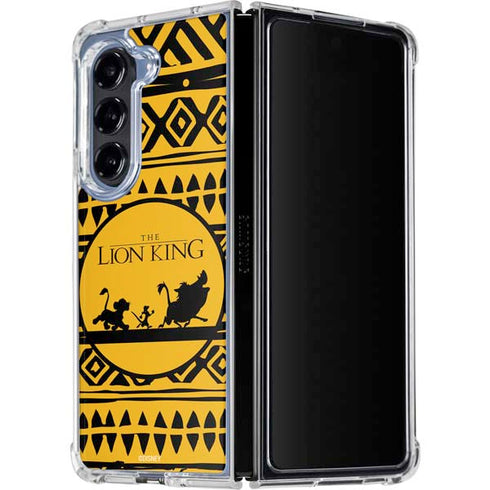 Disney The Lion King Simba Timon and Pumba Tribal Print Galaxy Z Fold5 5G Clear Case