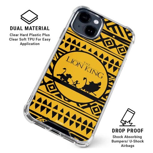 Disney The Lion King Simba Timon and Pumba Tribal Print iPhone 15 Clear Case