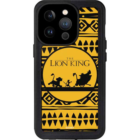 Disney The Lion King Simba Timon and Pumba Tribal Print iPhone 15 Pro Waterproof Case