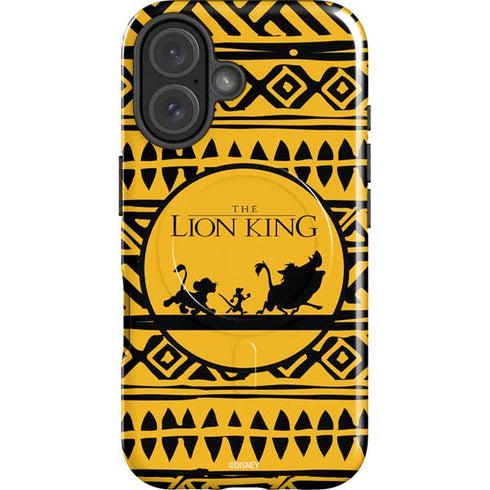 Disney The Lion King Simba Timon and Pumba Tribal Print iPhone 16 Magsafe Impact Case