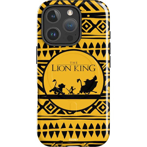 Disney The Lion King Simba Timon and Pumba Tribal Print iPhone 16 Pro Max Magsafe Impact Case