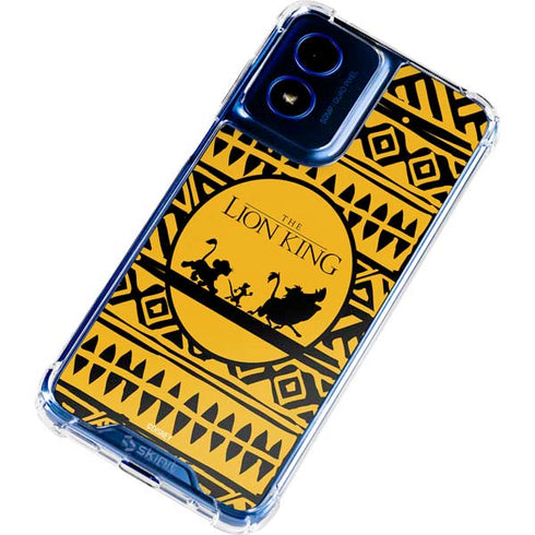 Disney The Lion King Simba Timon and Pumba Tribal Print Moto G Play 4G (2024) Clear Case
