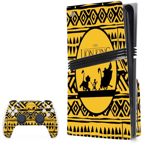Disney The Lion King Simba Timon and Pumba Tribal Print PS5 Pro Disk Bundle Skin