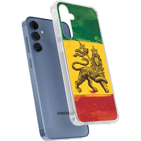 The Lion of Judah Rasta Flag Galaxy A55 5G Clear Case