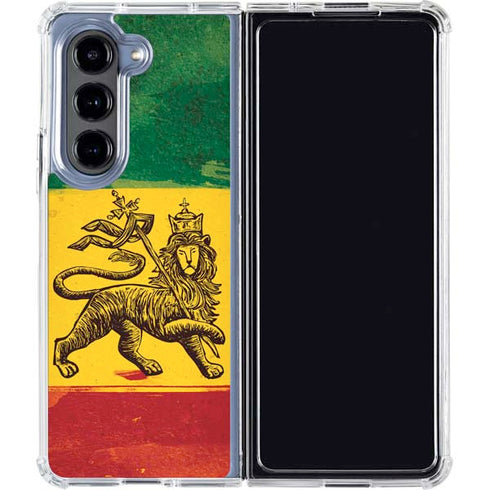 The Lion of Judah Rasta Flag Galaxy Z Fold5 5G Clear Case