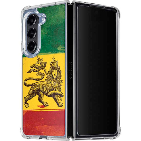 The Lion of Judah Rasta Flag Galaxy Z Fold5 5G Clear Case
