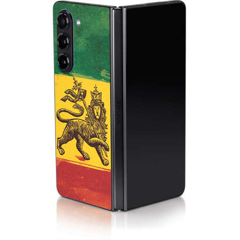 The Lion of Judah Rasta Flag Galaxy Z Fold5 5G Skin