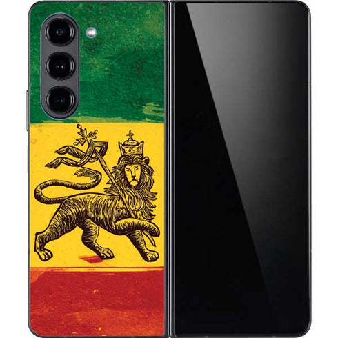 The Lion of Judah Rasta Flag Galaxy Z Fold5 5G Skin
