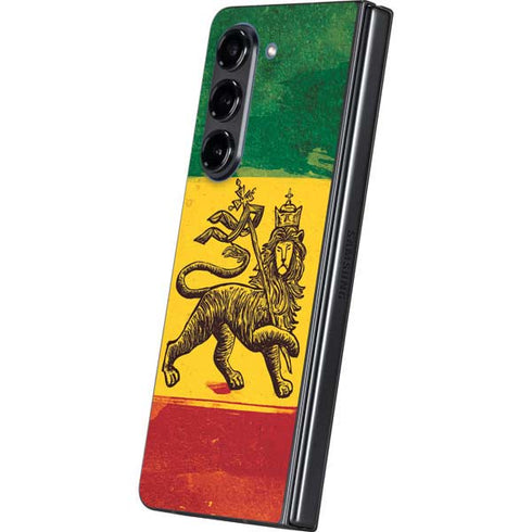 The Lion of Judah Rasta Flag Galaxy Z Fold5 5G Skin
