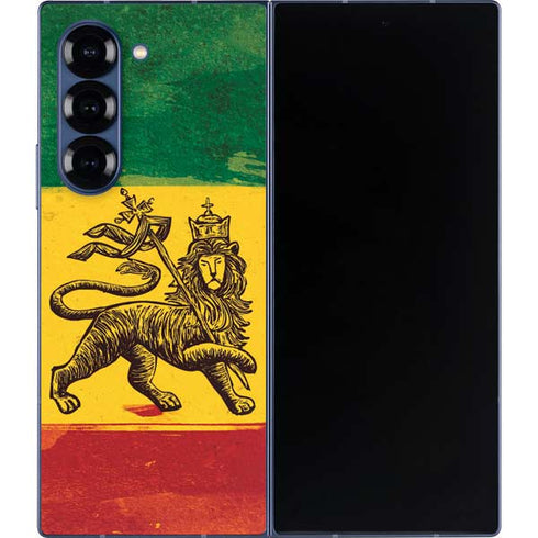 The Lion of Judah Rasta Flag Galaxy Z Fold6 Skin