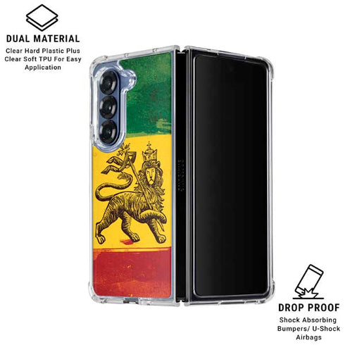 The Lion of Judah Rasta Flag Galaxy Z Fold7 Clear Case