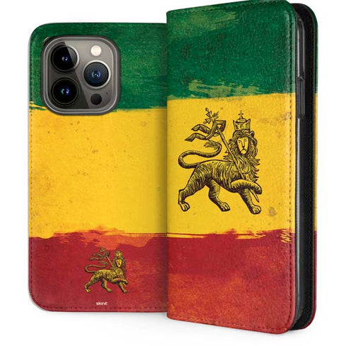 The Lion of Judah Rasta Flag iPhone 14 Pro Folio Case