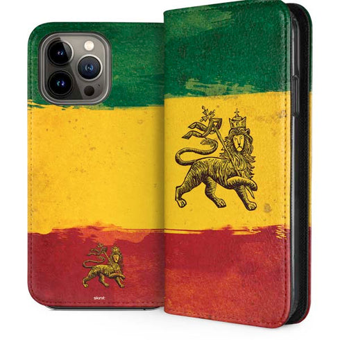 The Lion of Judah Rasta Flag iPhone 14 Pro Max Folio Case