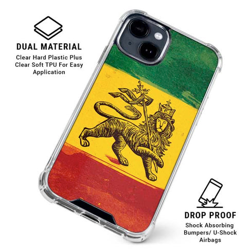 The Lion of Judah Rasta Flag iPhone 15 Clear Case