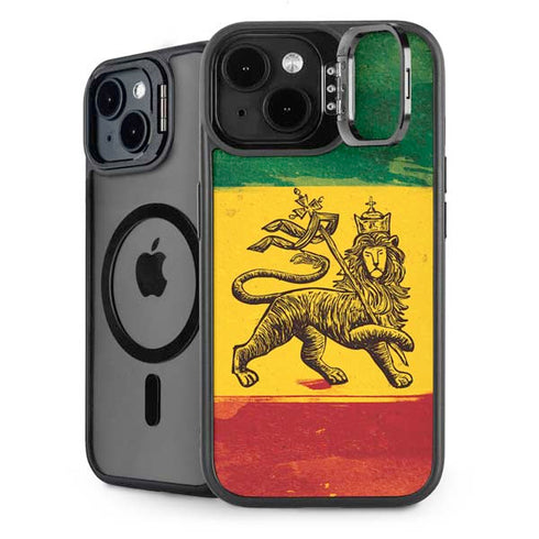 The Lion of Judah Rasta Flag iPhone 15 Plus Kickstand Case