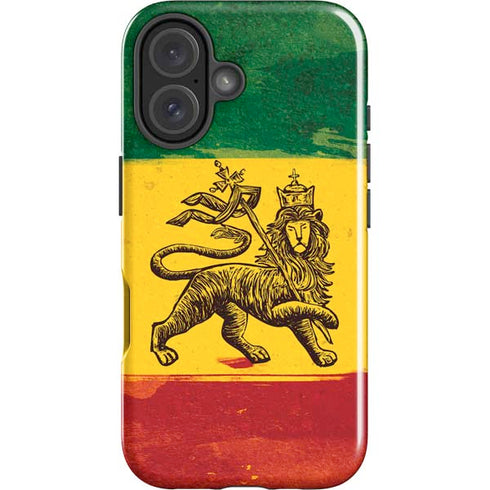 The Lion of Judah Rasta Flag iPhone 16 Impact Case