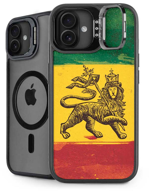 The Lion of Judah Rasta Flag iPhone 16 Kickstand Case