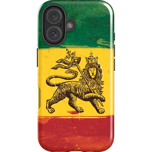 The Lion of Judah Rasta Flag iPhone 16 Magsafe Impact Case