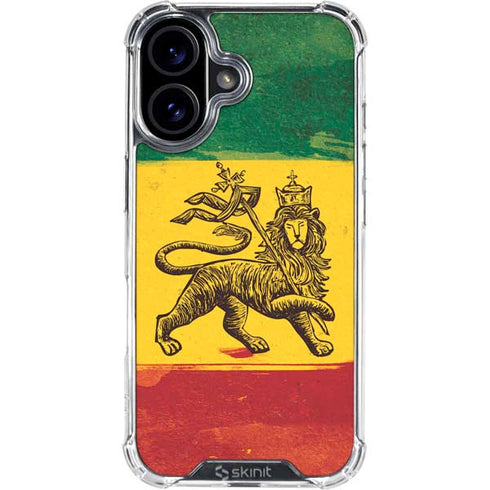 The Lion of Judah Rasta Flag iPhone 16 Plus Clear Case