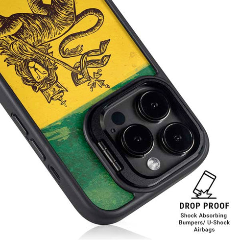 The Lion of Judah Rasta Flag iPhone 16 Pro Kickstand Case