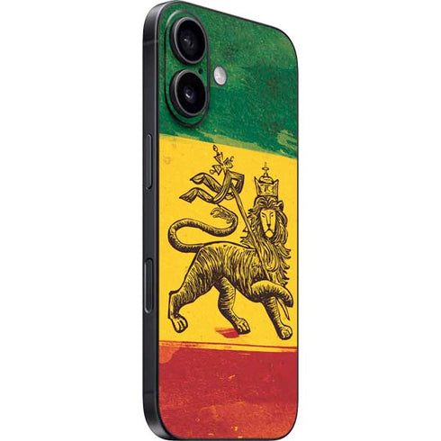 The Lion of Judah Rasta Flag iPhone 16 Skin