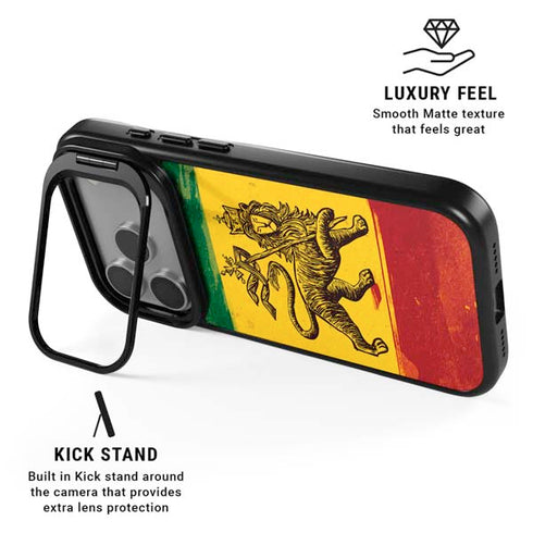 The Lion of Judah Rasta Flag iPhone 17 Pro Max Kickstand Case