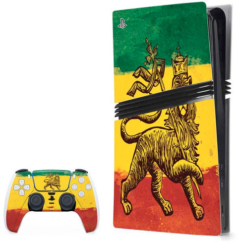 The Lion of Judah Rasta Flag PlayStation PS5 Skins
