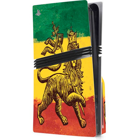 The Lion of Judah Rasta Flag PS5 Pro Disk Console Skin