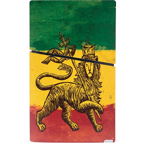 The Lion of Judah Rasta Flag PS5 Slim Digital Edition Console Skin