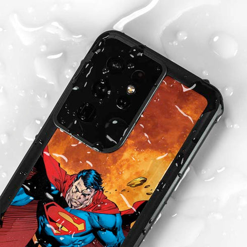 DC Comics Superman Action Pose Art By Jim Lee Galaxy S24 Ultra Waterproof Case