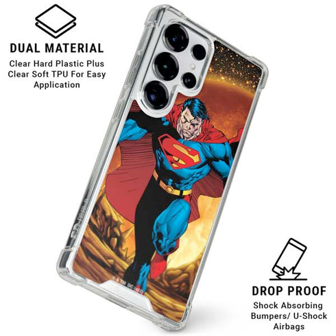 DC Comics Superman Action Pose Art By Jim Lee Galaxy S25 Ultra Clear Case